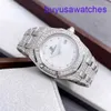 AP Calendar Wrist Watch Royal Oak Series 18K All White Gold Origin Original Diamond Fritillaria Quartz Womens Watch 67602BC 33 mm