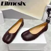 Casual schoenen 2024 Echte lederen platte hakken split teen loafers vrouwen ondiepe eenvoudige modejurk