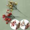 Dekorativa blommor Berry Artificial Flower Christmas Sequin Bouquet Plastic Fake Table Vase Accessories For Home Year Xmas Decorations
