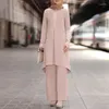 Vêtements ethniques Abayas musulmans pour femmes Ensembles musulmanes maroc Ramadan Caftan Dubai Abaya Kaftan Arabe Robe Top Pantalon 2 pièces 2 pièces