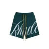 Modemärke Rhude Letter Jacquard stickad tröja Casual Shorts för män och kvinnor, American High Street Capris