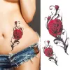 Tatuaggi sexy fiore rosa tatuaggio finto per donna addome addome tatuaggio floreale arte impermeabile adesivo tatuaggio temporaneo per tatuaggio