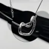 Necklaces Metiseko 925 Sterling Silver Hollow Heart Shape Pendant Necklace Snake Bone Chain Real Silver Necklace Simple Fashion for Women