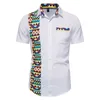 Koszula na zwykłą koszulę męską z afrykańskim drukowanym patchworkiem Projekt z krótkim rękawem guzika tradycyjna tradycyjna długa