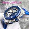 AP DIVE Pols Watch Royal Oak Offshore Series 26400so Blauwe keramische cirkel blauw gezicht Witte timingschijf Datum Automatisch mechanisch horloge