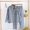 Vêtements de nuit pour femmes Spring Automne Couple de pyjama Set Cotton Men's Plaid Imprimé Pantalon de chemise à manches longues Two Piece à la maison