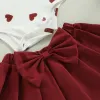 Set Mababy 018m San Valentino per bambini Bambini neonate Bash Girl Girl Set Knit Heart Fenper Bow Griva a rano