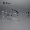 Solglasögon Frames 2024 Business Men Ultralight Pure Titanium Glasses Frame For Myopia Reading Recept SPEACLES Half Rim Eyewear
