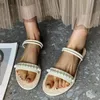 Slippers Summer Fashion Pearl Sole Bottom Fott Casual Simple Two Wear Wear Beach Clear Sandals for Women Lace Up Talons