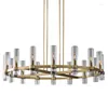 Chandeliers American Attic Lighting LED Chandelier Chrome Foyer Retro Transparent Glass Lampshade