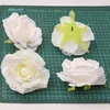 30 st/parti 9cm-10 cm stor konstgjord vit rosen Silkblommahuvuden DIY Bröllopsdekoration Wreath Scrapbooking Craft Fake Flowers 240415