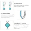 Earrings BISAER 925 Sterling Silver Ear Buckles Vintage Simple Turquoise Pendant Drop Earrings for Women Party Wedding Fine Jewelry