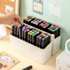 Bins Students Children Marker Pen Holder with Wooden Handle Large Capacity Stationery Notebooks Storage Box Office Desktop Organizer