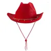 Berets Men Women Casual Filter Cowboy Hat With Rhinestones Butterfly Chain Music Festival Party Breide Rig Cowgirl For Club Stage Show