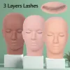 Eyelashes 3 Layers Lashes Training Mannequin Head Doll Face Head for Practice Grafting Lash Makeup Tool Lash Extension Training Model Head