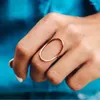 Cluster ringen Huitan minimalistische ovaalvormige vinger voor vrouwen 3 metalen kleuren dagelijks slijtage hiphop meisjes mode veelzijdige sieraden