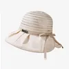 Brede rand hoeden zomer voor vrouwen bongrace veter boog strand hoed stevige kleur opvouwbare zon vizieren caps sombrero