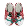 Pantoufles dessin animé Snowman Cotton Snowflake Anti-slip Print Red Fuzzy Cozy Chaussures intérieures Félantes chaudes Flanelle Sandalias de Mujer 2024