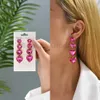 Dangle Chandelier Hot Pink Rhinestone Statement Drop Dangle Earrings For Women Luxury Designer Geometric Large Pendants Wedding Party Jewelry Gift d240323