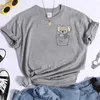 تي شيرت للسيدات مضحكة كوالا طباعة T-shrits للنساء الصيف tshirts الأكمام قصيرة لطيف Kawaii Tees فضفاضة تي شيرت قمم القميص قميص Femme 240423