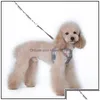 Dog Collars Leashesデザイナーハーネスセットセットクラシックジャクアードレタリングステップインハーネス柔らかいエアメッシュペットベスト小犬猫ティードロオタン