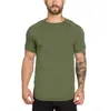 Vanlig gymkläder fitness kort ärm t shirt män sommar mode förläng hiphop t-shirt bomulls bomullsbyggnad muskel tee skjorta 240423