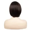 Peruker kort rak bob peruk ombre svart peruk för kvinnor dagligen bär naturligt syntetiskt hår peruk med lugg värmebeständig