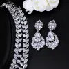 Colliers CWWZICCONS DROP WATER BIGES MORTES ENSEMBLES Collier Sparkling Cumbic Zirconia Bijoux de mariage Luxury Bridal Costume Accessoires T293