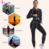 Active Sets SEXYWG Sauna Jacket for Women Sweat Top Slimming Shirt Weight Loss Suit Zipper Body Shaper Fat Burner Fitness Exercise Workout 240424