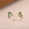Stud Earrings Spring And Summer Shell Pearl Jewelry Enamel Craft S925 Sterling Silver Fashionable All-mat