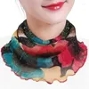 Шарфы модные женщины дышащие сетчатые солнцезащитные шарф -шарф -маска печаль шелк самка бандана головокружительный платок женский шейный воротник