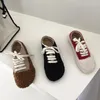 Casual Shoes Celebrity Lace-Up Cotton Women Fleeces Loafers Warm Plush Sneakers Woman Furry Flats Winter Wool Fur Moccasins Femme 2024