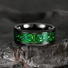 Band mode grönt kolfiber inlay svart volfram vigselring för män rostfritt stål ring keltisk drake ring män bröllop band