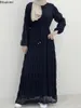 Vêtements ethniques 2024 Robe musulmane vintage pour les femmes Fashion Sweet Murffon plissée Sundren Abayas Morocain Kaftan Robe Dubai Vestidos arabe