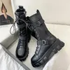 BOTAS 2024 MULHERES MED-CALF AUNTUNO PUNK PUNK ZIPPER GENUINA ZIPPER CRUZ