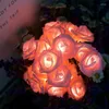 Decorative Flowers 2/3M 10/20LED Artificial Rose Led Flower Light White Pink Simulation Wedding Party Home Decor