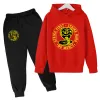 Polos 2021 Spring New Cobra Kai Hoodie Suit Cotton Kids Hoodie and Pant Twopiece Children Clothing Set 414 Years Girl Boys Clothes