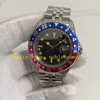 Autentyczny obraz Vintage Watches Classic 40 mm Black Black Red Blue Bezel Stal nierdzewna jubileuszowa bransoletka BP Factory Antique 1675 Mechanical BPF zegarek automatyczny