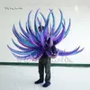 Luxury Purple Wearable Shiny Inflatable Costume Catwalk Performance Walking Blow Up Flower Suit For Fashion Show