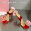 10A Premium Designer High Talons avec des roses Summer Front and arrière Stracles Slippers avec des talons de 10,5 cm Chaussures sexy 26836