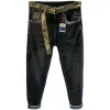 Sweatpants Automne 2022 Fashion Guy broderie Slim Jeans Joker's Men's Casual Stretch Wash Streetwear Denim Man Free Waist Belt Cowboy Jeans