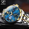 Wristwatches JSDUN 8957 Starry Sky Moon Phase Mechanical Watch For Men Roman Scale Auto Date Man Watches Waterproof Luminous Wrist