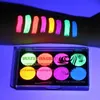 Kroppsfärg 8 färger möta kroppskonstfärg uv glöd fluorescerande glödande jul halloween fest fancy klänning skönhet makeup verktyg d240424