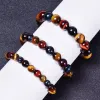 Bracelets Tiger Eye Bracelet,Relax Anxiety Crystal Beaded Triple Protection Jewelry Bead Stone Chakra Gemstones Bracelets for Women Men