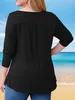 Spring dames casual top 1xl6xlplus grootte massief contrast kan kant met lange mouwen ronde nek ruches tuniek 240412