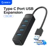 Hubs ORICO 4 Port USB 3.0 HUB With Type C Power Supply Port For PC Laptop Computer Accessories ABS USB Splitter USB3.0 OTG Adapter