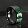 Band mode grönt kolfiber inlay svart volfram vigselring för män rostfritt stål ring keltisk drake ring män bröllop band