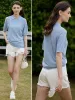 Koszule amii minimalizm koszulka polo dla kobiet 2023 Wiosna nowa moda vintage wszechstronna luźna dama dama damskie panie na szczycie 12372100