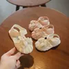 Slipper Summer Baby Girls Sandals 2023 Bowtie Fashion Pink Princess Toddler Party Dance Shoes Soft Sole Non-Slip Baby Shoes 0-3 YearsL2404