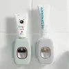 Huvuden tandborste hållare set tandkräm dispenser väggmontering stativ badrum tillbehör set rullande automatisk squeezer familj hygienisk